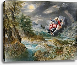 Постер Брейгель Ян Младший  God creating the sun, the moon and the stars in the Firmament, c.1650