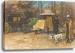 Постер Цварт Виллем Wachtend rijtuig in een park