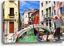 Постер Италия. Венеция. Гондола на улочках 