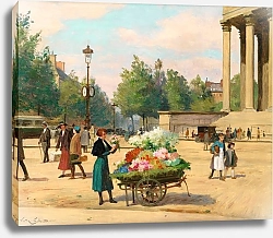 Постер Гилберт Виктор Flower Vendor Before The Madeleine Church, Paris