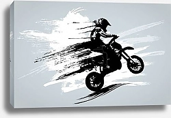 Постер Active man riding motobike ready for internet banners, social media banners, headers of websites, vector illustration