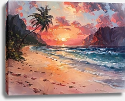 Постер Shore is illuminated with pink