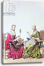 Постер Неизвестен Ladies spinning and sewing, c.1765