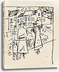 Постер Брюссельманс Жан Buitenscène met twee vrouwen en een kind