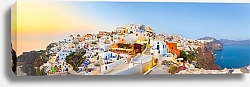 Постер Греция, Санторини. Большая солнечная панорама 