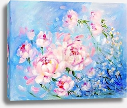 Постер Цветущий куст розовых пионов