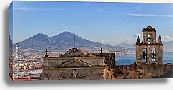 Постер Италия, Неаполь. Вид на Везувий от колокольни