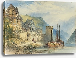 Постер Калло Вильям View of a town, possibly Oberwesel, on the Rhine, Germany
