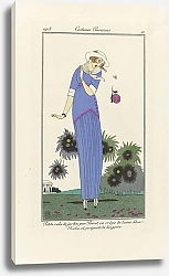 Постер Мартин Чарльз (мода) Patite robe de jardin, par Poiret, en crêpe de laine bleu. Fichu et poignets de lingerie