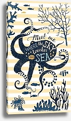 Постер Надписи в силуэте осьминога 