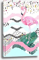 Постер Абстрактный геометрический плакат с фламинго