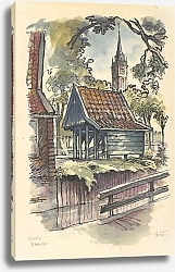 Постер Оортвейн Мартен Travalje bij de Middenweg 171 te Middenbeemster. Een Travalje is een stellage voor een hoefsmederij, met pannendak