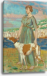 Постер Лиис Дервент Portrait of Elizabeth Lipczinski with Her Dog, Fanny