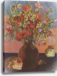 Постер Гоген Поль (Paul Gauguin) Цветы и кошки
