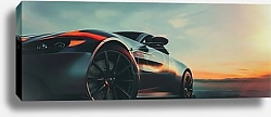 Постер Спортивный автомобиль с огненным шлейфом