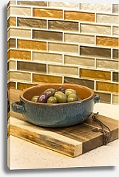 Постер Стеклянная мозаика в форме кирпичиков для кухни