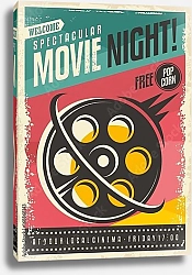 Постер Ночь кино, ретро плакат для кинотеатра
