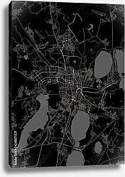 Постер План города Челябинск, Россия, в черном цвете