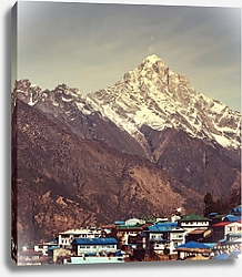 Постер Посёлок Намче Базар в горах Непала