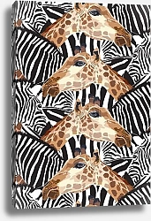 Постер Паттерн с зебрами и жирафами
