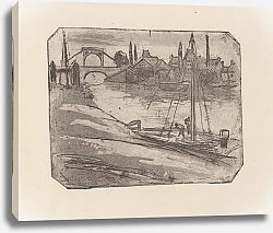 Постер Писсарро Камиль (Camille Pissarro) Les berges à Rouen