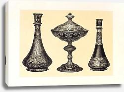 Постер Робинсон Джон Recent Indian Vases in Oxydised Pewter, Encrusted or Damascened with Silver. Tazza in Wrought Iron, Inlaid with Silver