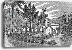 Постер Неизвестен Cotton factory village, Glastenbury, from 'Connecticut Historical Collections', 1856
