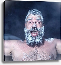 Постер Весёлый банщик после прыжка в снег