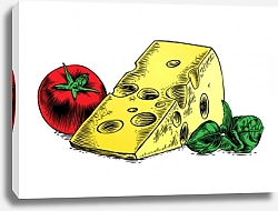Постер Сыр с помидорами и базиликом