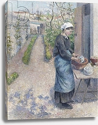 Постер Писсарро Камиль (Camille Pissarro) In the Garden at Pontoise: A Young Woman Washing Dishes, 1882