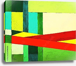 Постер Геометрическая зеленая абстракция с красной линией