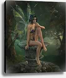 Постер Маленькая фея с фиолетовым платьем из цветов