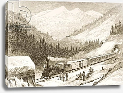 Постер Школа: Английская 19в. Carrying United States Mail Across the Sierra Nevada in 1870, from 'American Pictures', 1876