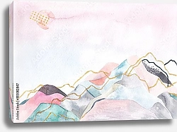 Постер Абстрактный акварельный горный пейзаж