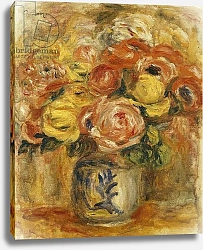 Постер Ренуар Пьер (Pierre-Auguste Renoir) Flowers in a Blue and White Vase; Fleurs dans un Vase Bleu et Blanc, 1915