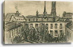 Постер Мигем Юджин Ван Zicht op de achterzijde van het huis in de Sint-Paulusstraat 30 te Antwerpen