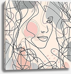 Постер Abstract woman portrait in modern linear minimalistic style