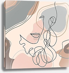 Постер Abstract woman portrait in modern linear minimalistic style