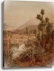 Постер Галли Джон Тихий берег реки Мотуэка со Столовой горой на заднем плане, на западной стороне залива Блайнд, Нельсон