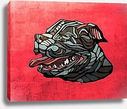 Постер с питбулем в раме на холсте