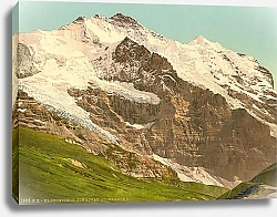 Постер Швейцария. Горный перевал Клайне-Шайдег, Юнгфрау, Зильберхорн