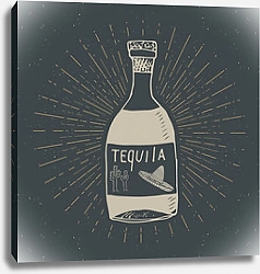 Постер Бутылка текилы, мексиканского традиционного напитка