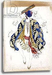 Постер Бакст Леон Costume design for a male dancer in 'Danse Juive', wearing knickerbockers and a turban, playing a tambourine