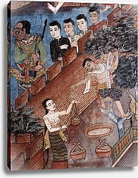 Постер Школа: Тайская Detail from a mural in the Viharn laikam at Wat Phra Singh