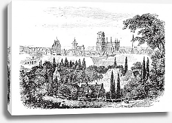 Постер Gdansk in Pomerania, Poland, vintage engraving