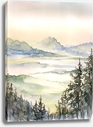 Постер Туманный горный пейзаж