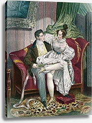Постер 19th century lovers in a drawing room by Eduard Fuchs, published 1909.