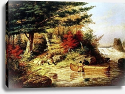 Постер Криегофф Корнелиус Indians transporting furs through the Canadian wilderness, 1858