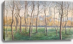 Постер Хофекер Эдуард Небольшой березовый лес с видом на монастырь Клостернойбург