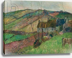 Постер Гоген Поль (Paul Gauguin) Cottages on the Flanks of Mont Sainte-Marguerite; Chaumieres au flanc de la Montagne Sainte-Marguerite, 1888